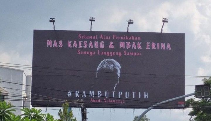 Jelang Pernikahan Kaesang Erina Muncul Baliho Ucapan Rambut Putih Di