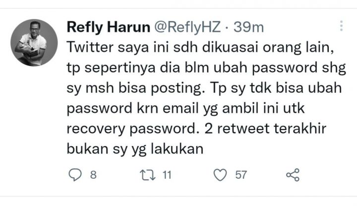 Twitter Refly Harun Dibajak! Pantas Ada Retweet yang Aneh, Sebelumnya Dia Sempat Bilang Jokowi....